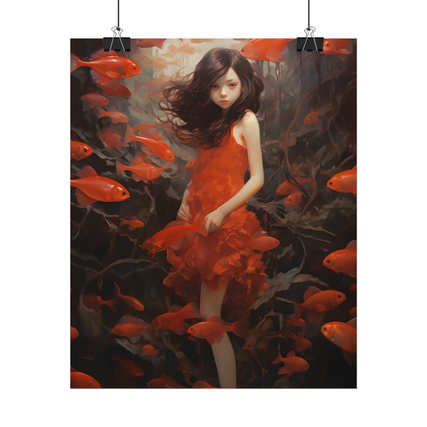 Simple Orange Still Life: Casual Wooden Table Art - Poster