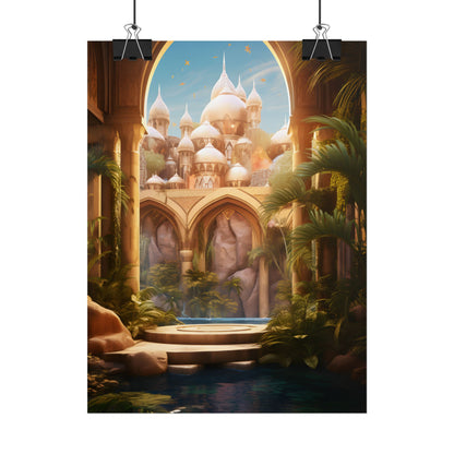 Mythical Desert Oasis: Arabian Nights Inspired Artwork - Poster
