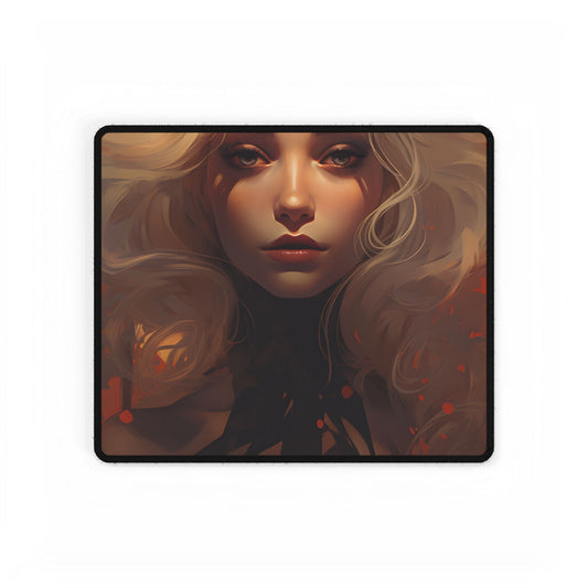 Neutral Portrait: Close-Up Black Top Artwork - Desk Mat