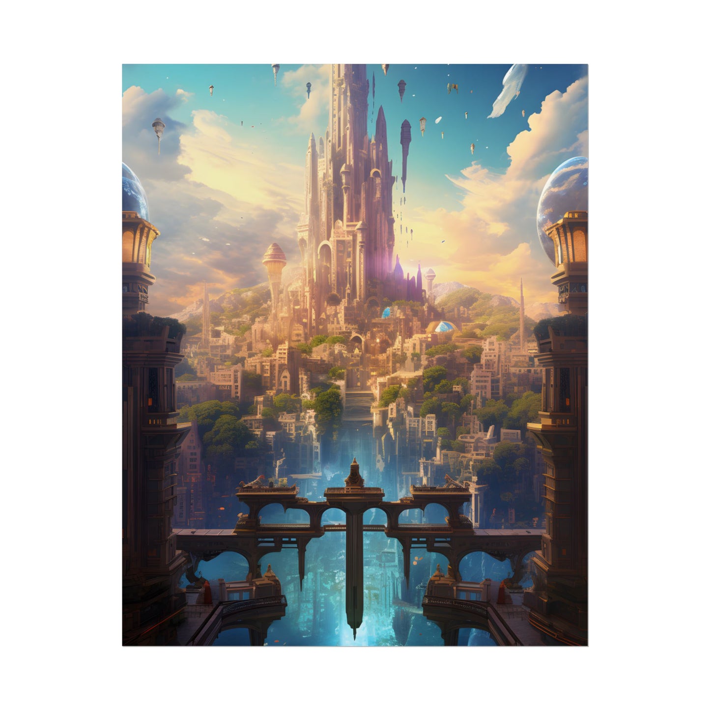 Floating Columbia: Breathtaking Serene Cityscape Artwork - Poster