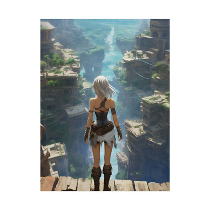 Dramatic Anime Female: Dynamic Birds Eye View Artwork - Poster