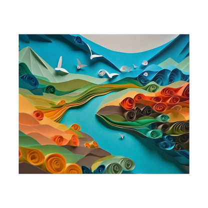 Magical Beach Paradise: Peaceful Paper Quilling Art - Poster