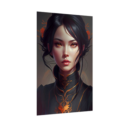 Realistic Female Portrait in Elegant Dress - Poster