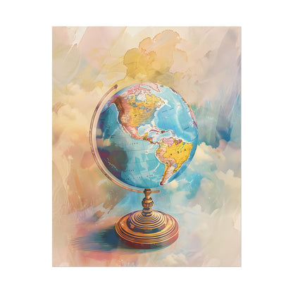 Vintage Globe Adventure: 80 Iconic Landmarks on a Classic Map - Poster