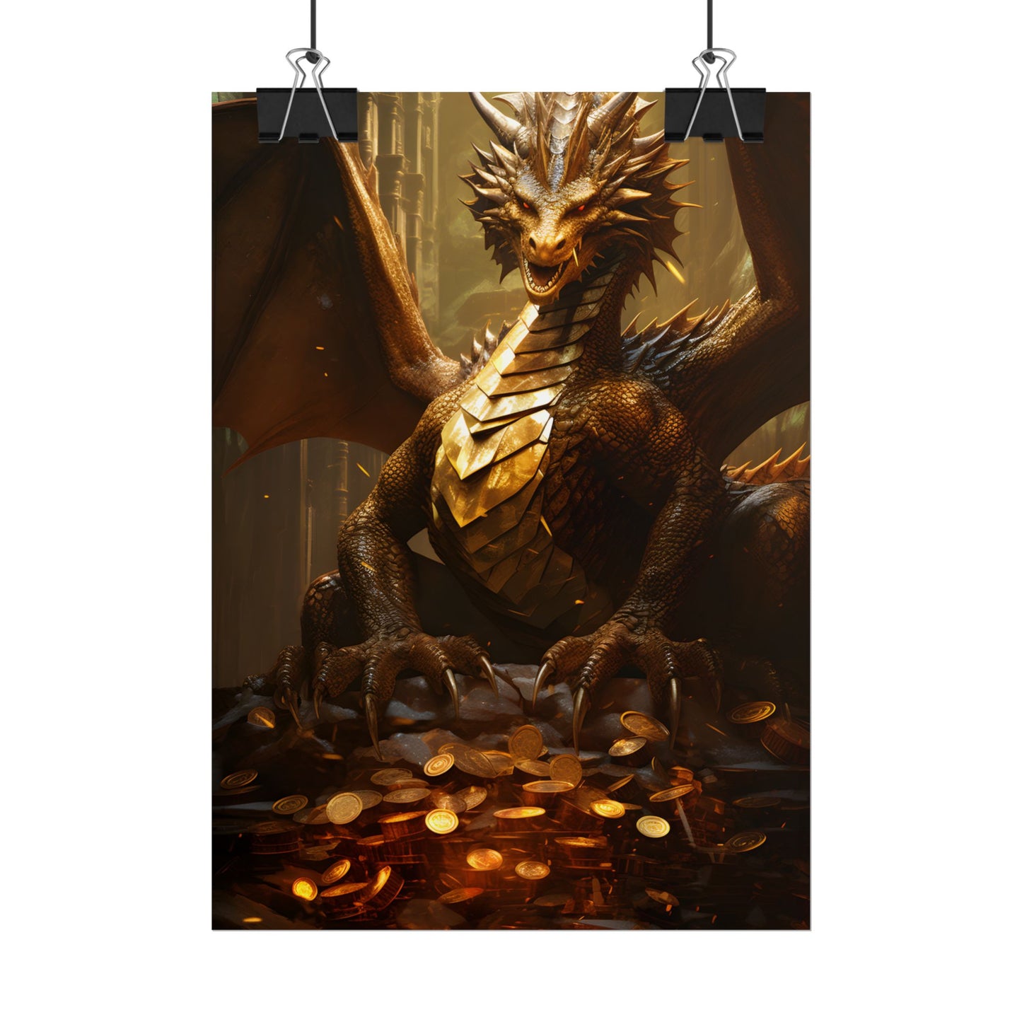 Majestic Dragon Guardian: Fantasy Artwork in a Magical Lair - Poster