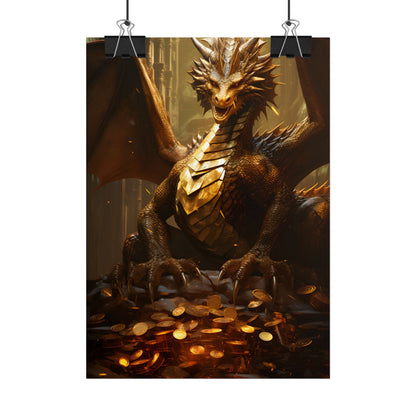 Majestic Dragon Guardian: Fantasy Artwork in a Magical Lair - Poster