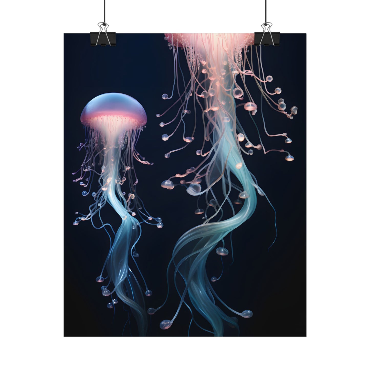 Bioluminescent Oceanic Ballet: Underwater Dancer in Motion - Poster