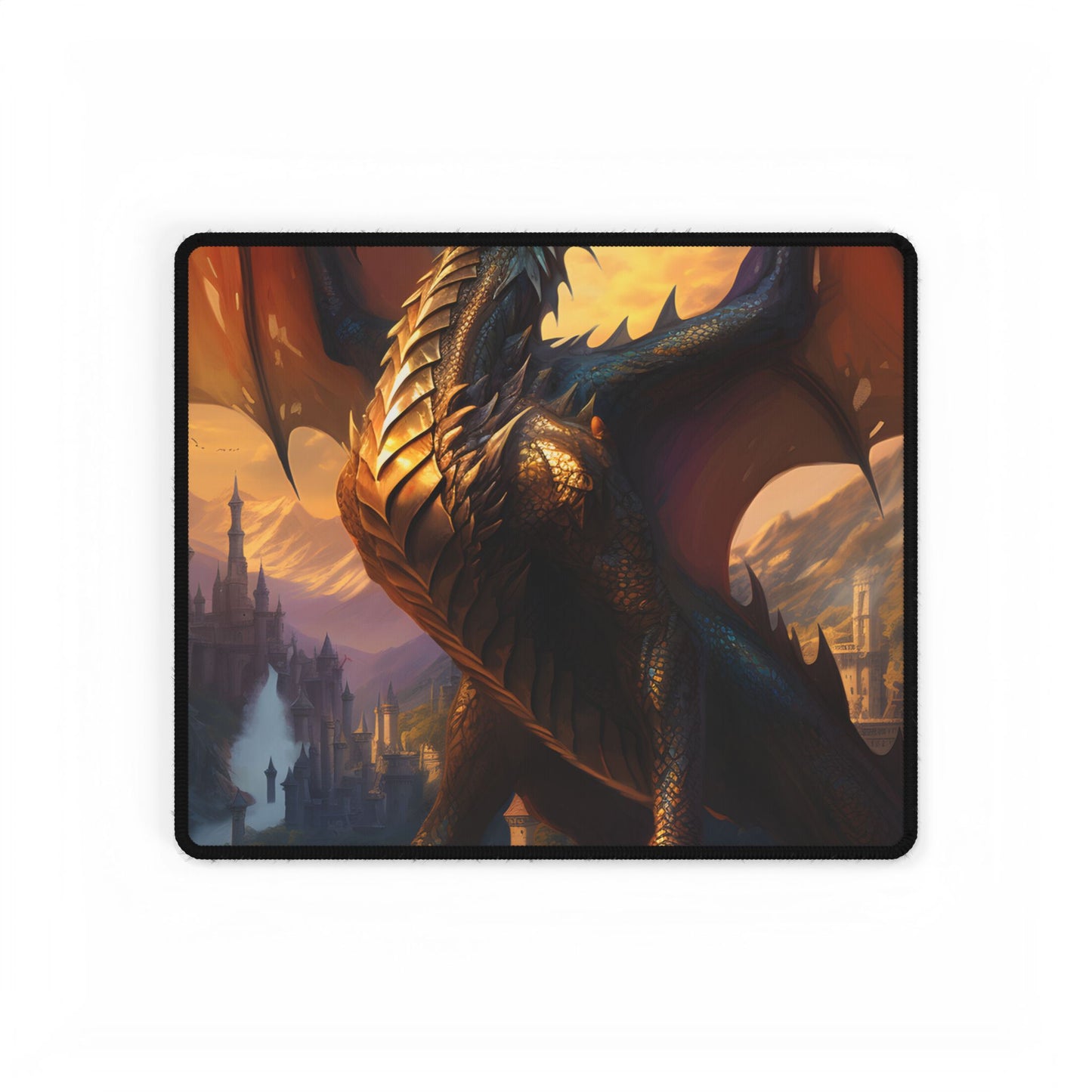 Fantasy Dragon's Intense Lair: Majestic Guardian at Rest - Desk Mat