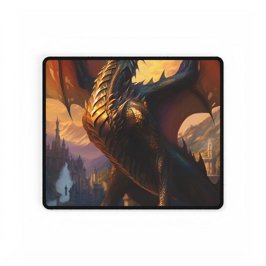 Fantasy Dragon's Intense Lair: Majestic Guardian at Rest - Desk Mat