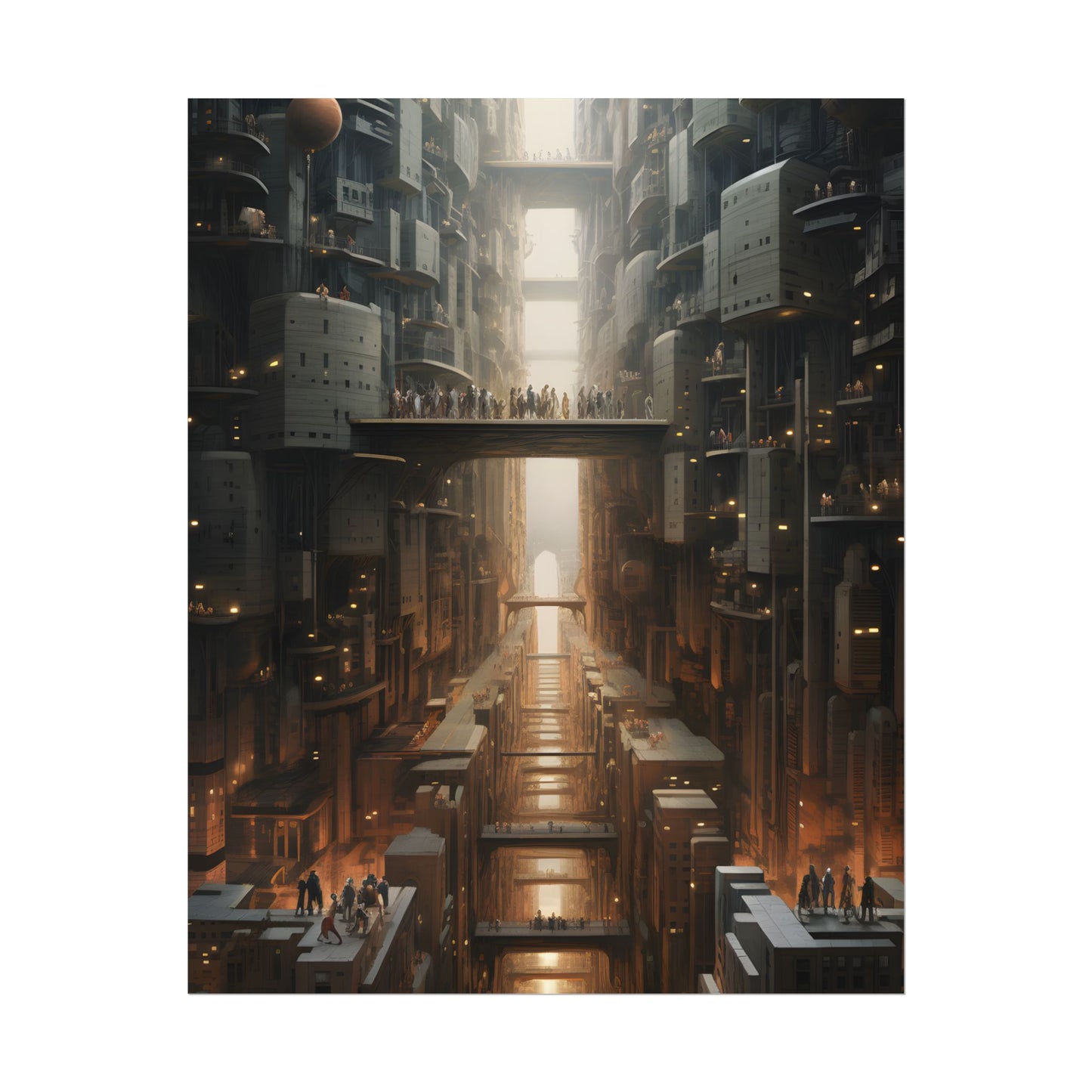 Futuristic City of Perfection: Modern Skyscrapers under Neon Lights - Poster