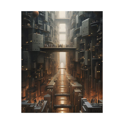 Futuristic City of Perfection: Modern Skyscrapers under Neon Lights - Poster