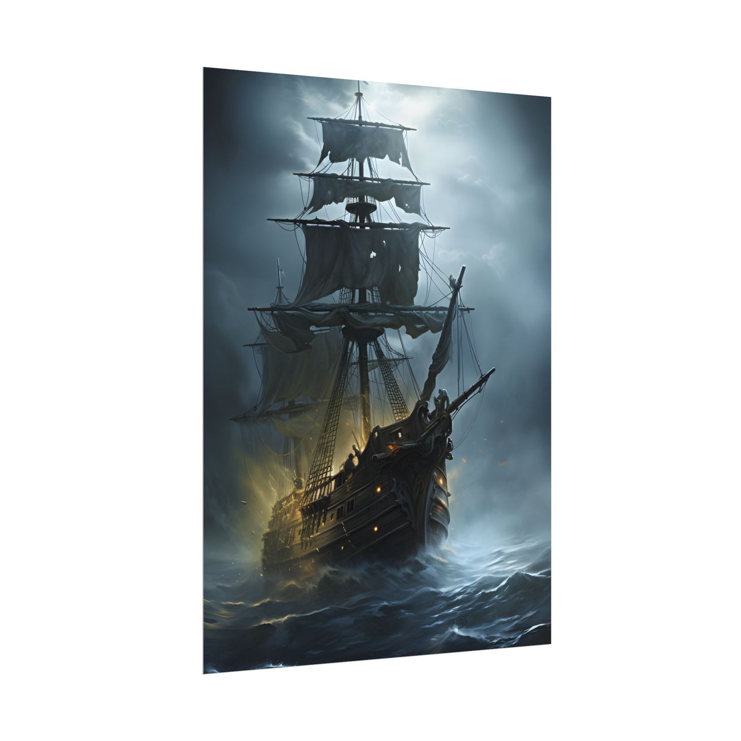 Ghostly Pirate Voyage: Historic Sea Travel Digital Art - Poster