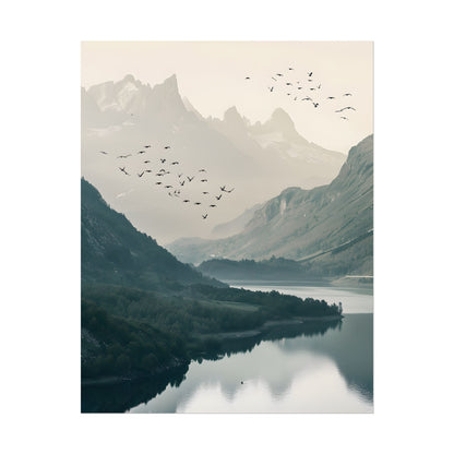 Serene Mountain Lake: A Peaceful Nature Artwork - Poster