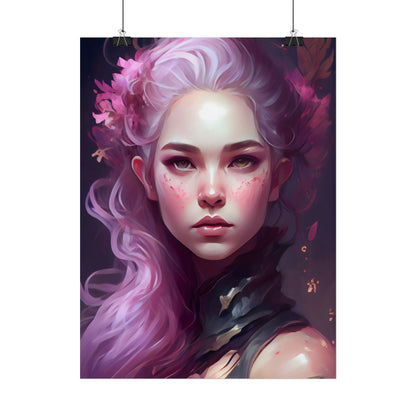 Astonishing Female Portrait with Pink Hair: Dre Artwork - Poster