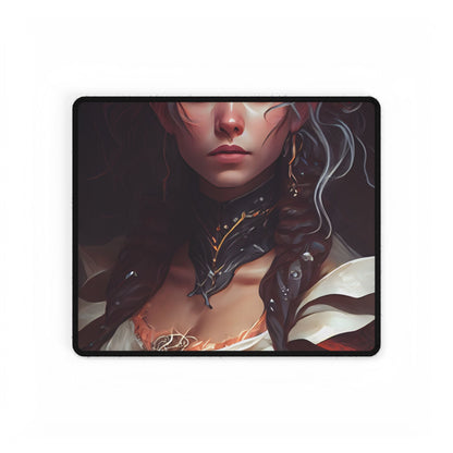 Glamorous Mid-20s Female Portrait: Black Hair Artwork - Desk Mat