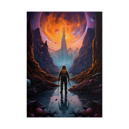 Futuristic Explorer in Wilderness: Sci-Fi Artwork - Poster