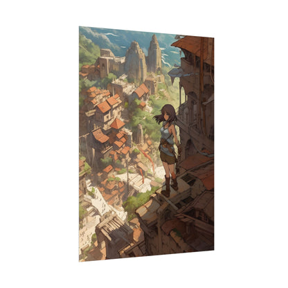 Dramatic Anime Feather: Bird's Eye View Illustration - Poster