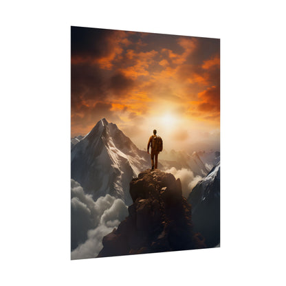 Epic Mountain Sunrise: Majestic Summit Artwork - Poster