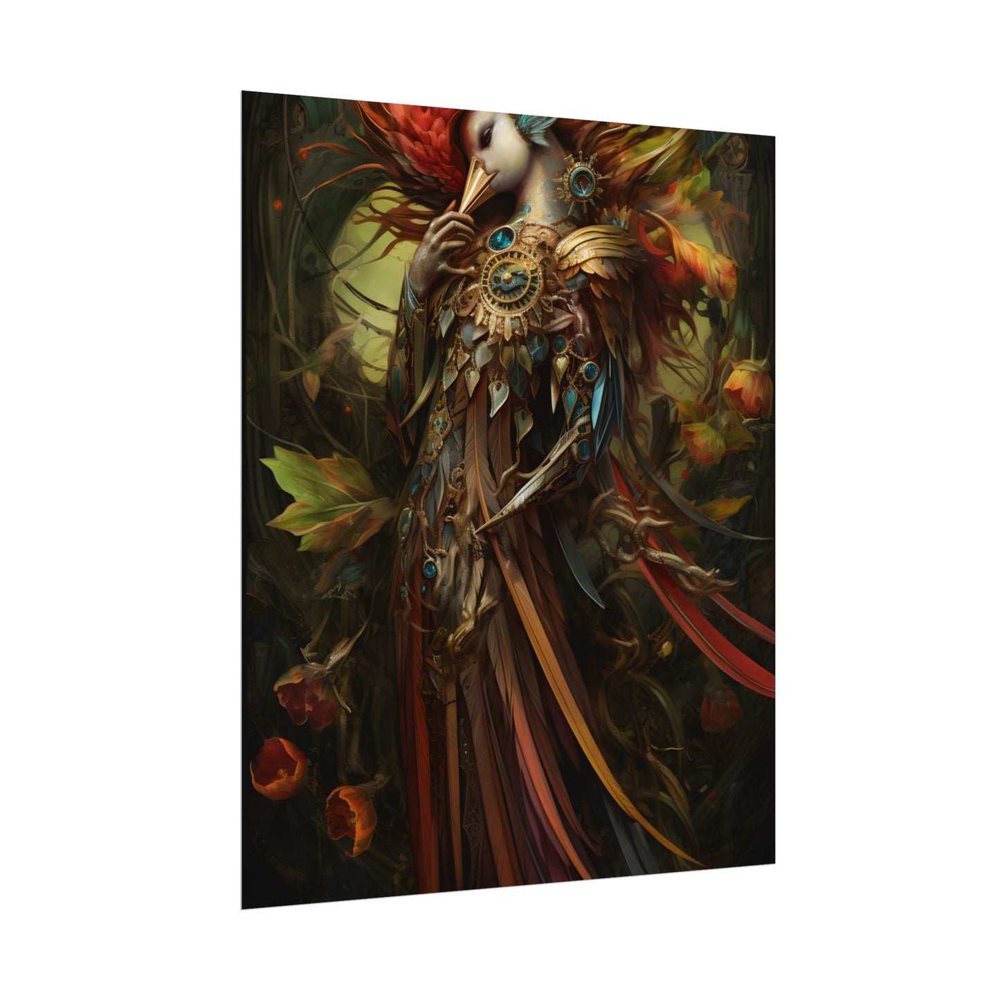 Grand Statue of a Majestic Bird in Serene Setting - Poster