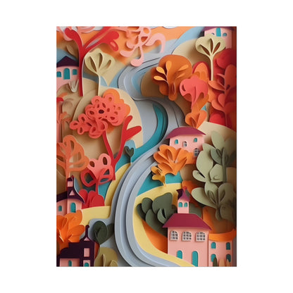 Intricate European Landscape: Paper Quilling Artwork - Poster