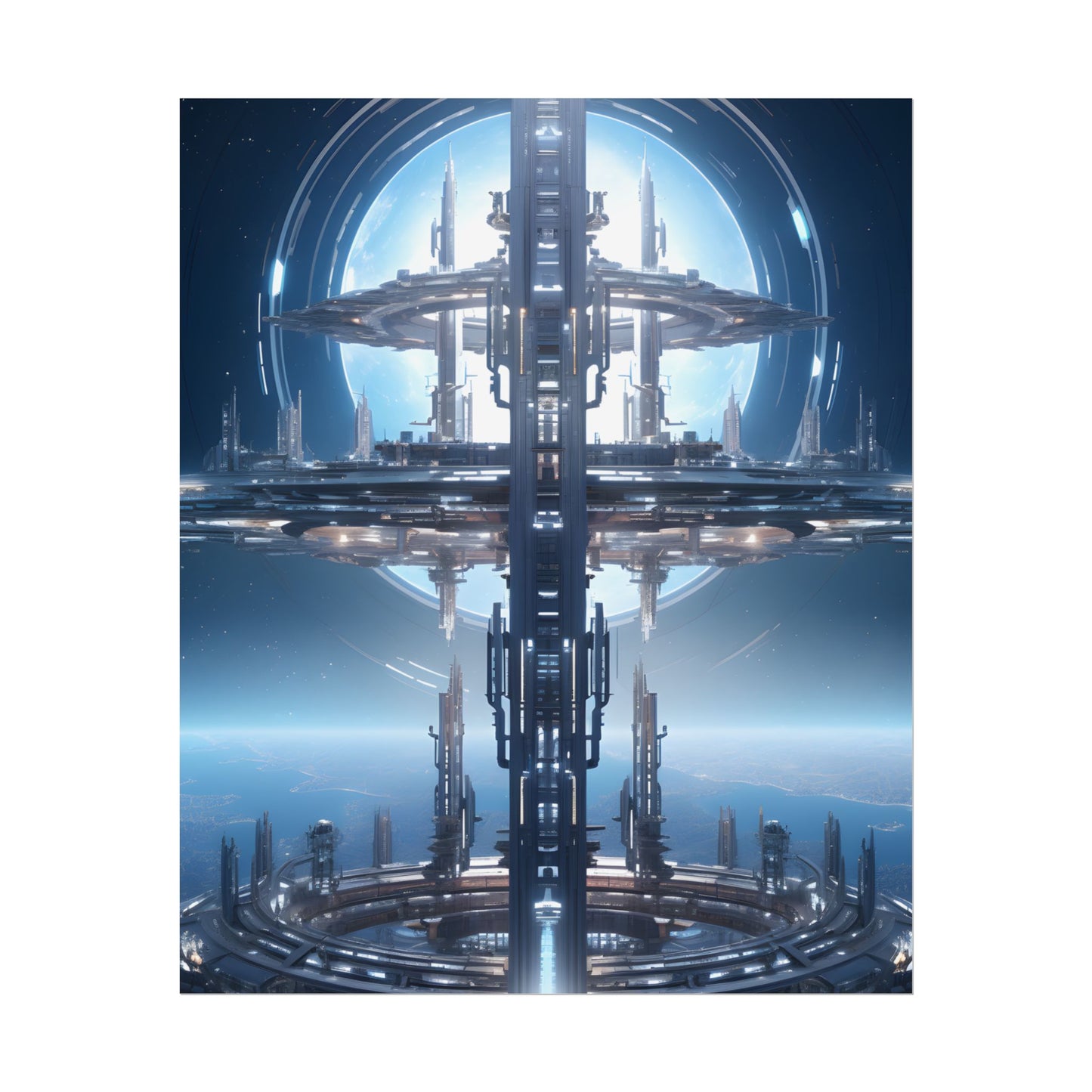 Massive Orbital Space Station: Detailed Artwork - Poster