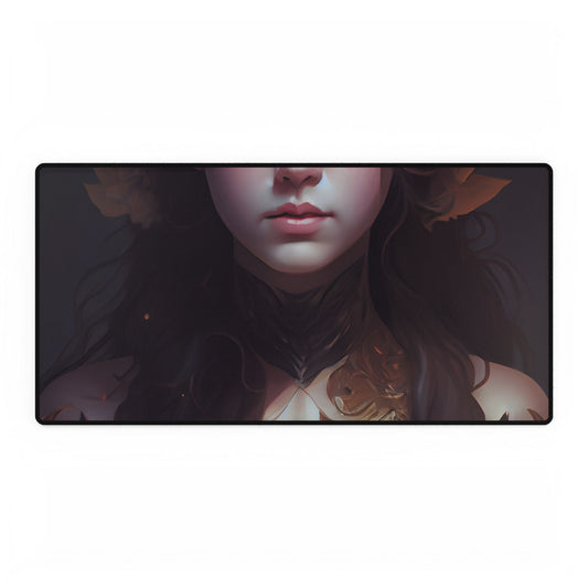 Brown Hair Female Portrait: Artistic Style Digital Art - Desk Mat