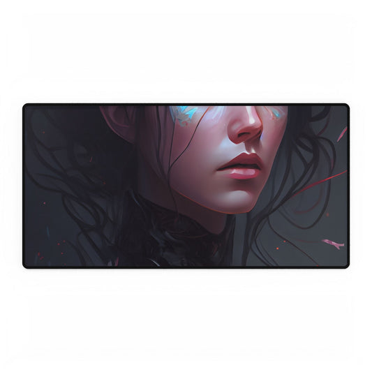 Stunning Black Haired Female Portrait in Elegant Dress - Desk Mat