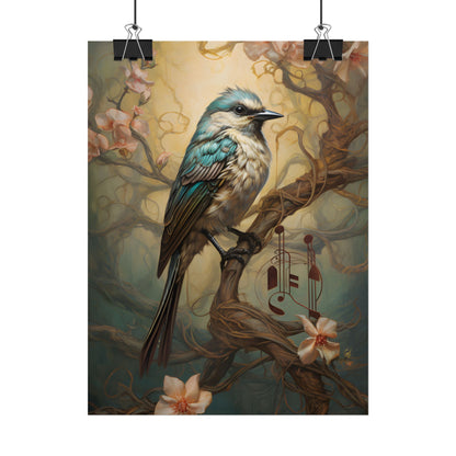 Blue Beauty: A Majestic Songbird in Nature - Poster