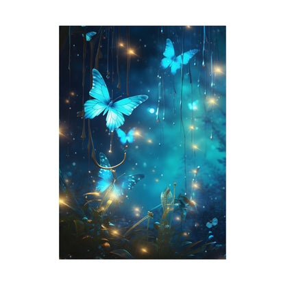 Fantasy Night Forest: Bokeh Glow Digital Artwork - Poster