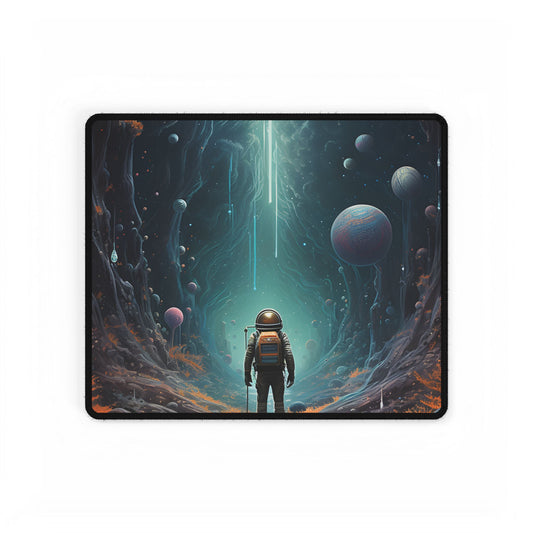 Futuristic Explorer: Sci-Fi Wilderness Encounter Digital Art - Desk Mat