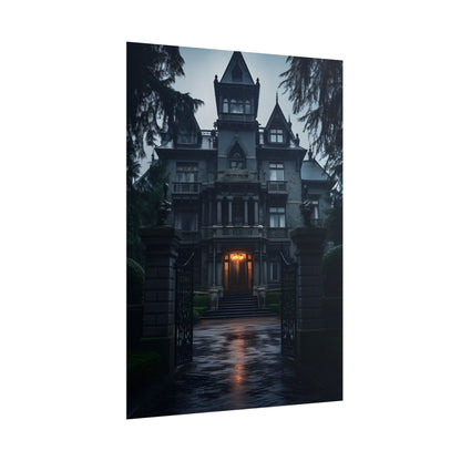 Haunted Victorian Mansion: Spooky Atmosphere Artwork - Poster