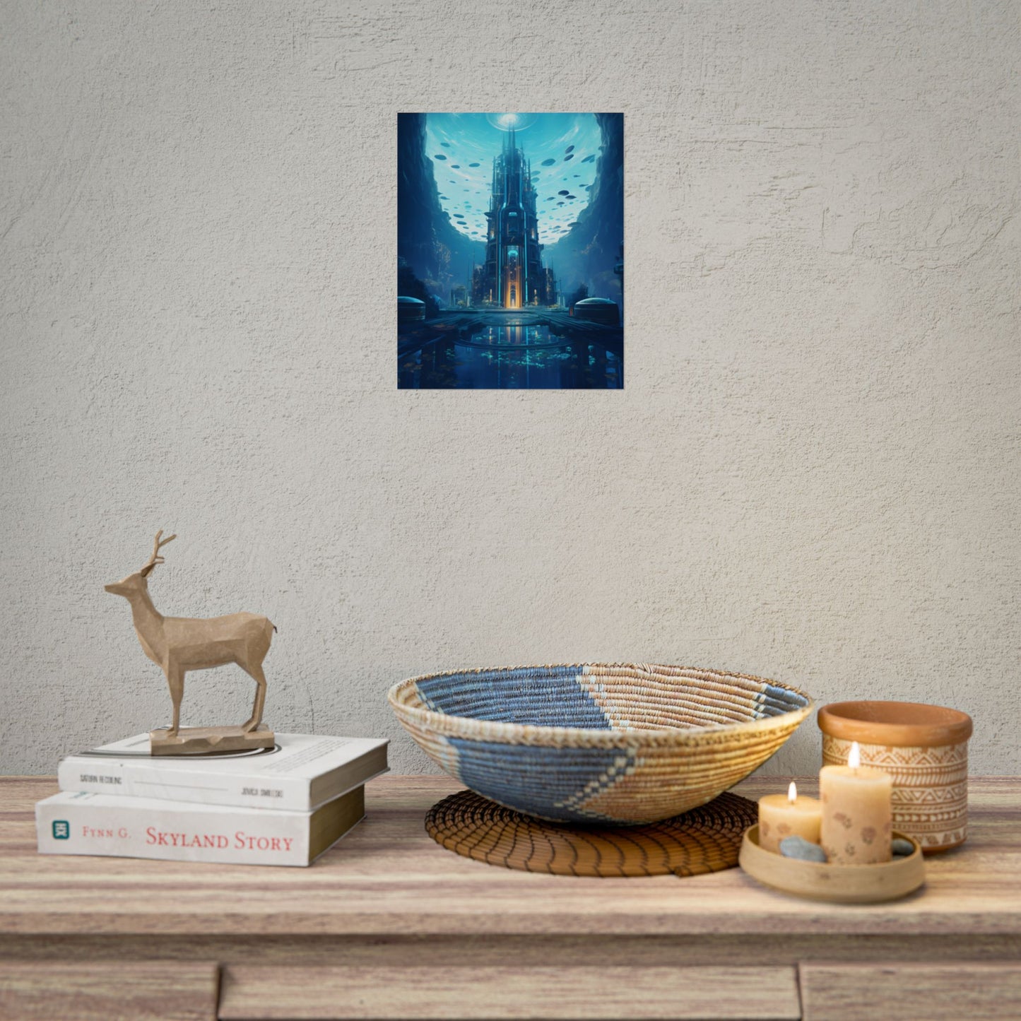 Dive into the Future: Submerged Metropol Underwater Cityscape - Poster