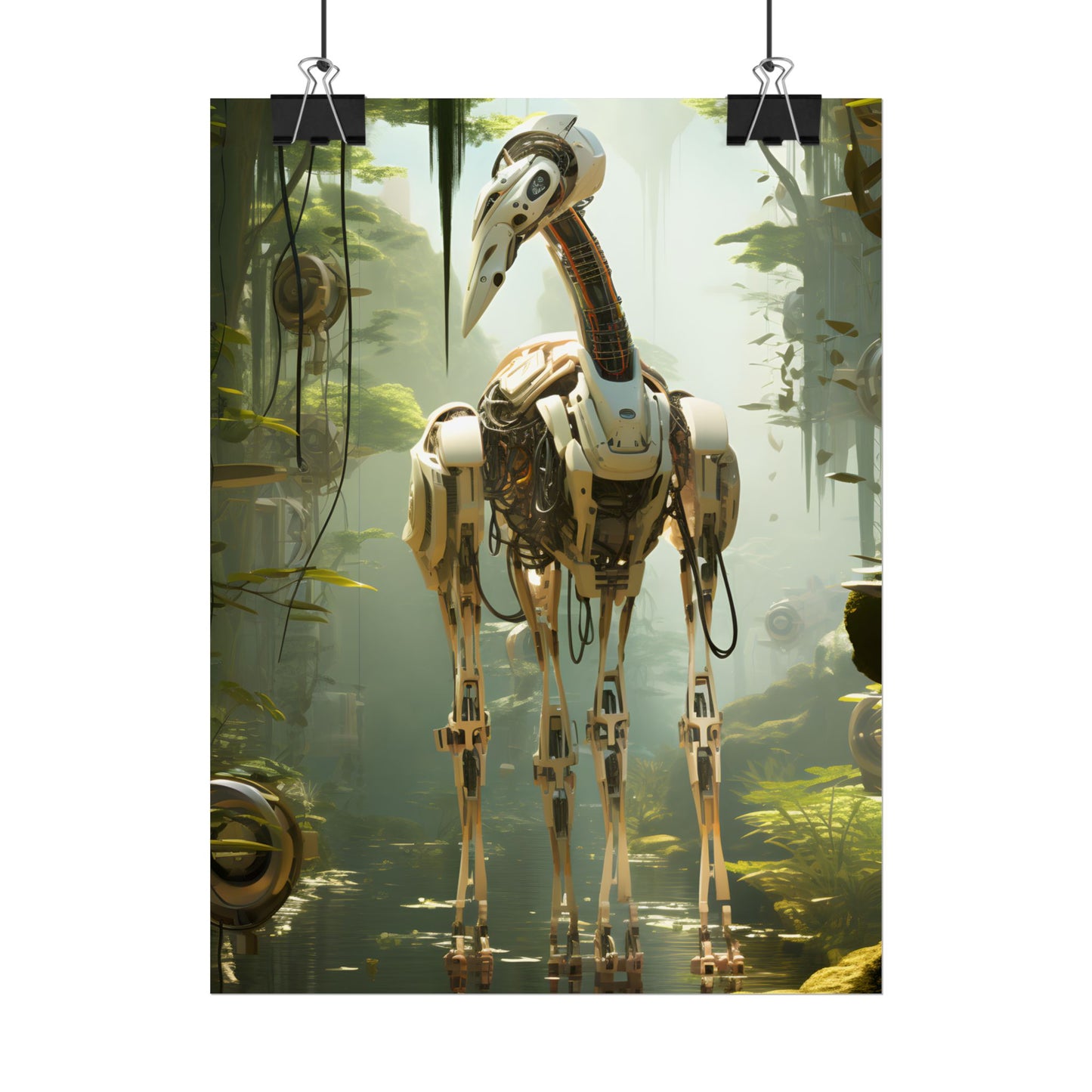 Robotic Guardians of Nature: Serene Wildlife Sanctuary Art - Poster