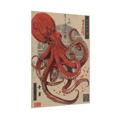 Stylized Japanese Octopus: Muted Watercolor Artwork - Poster