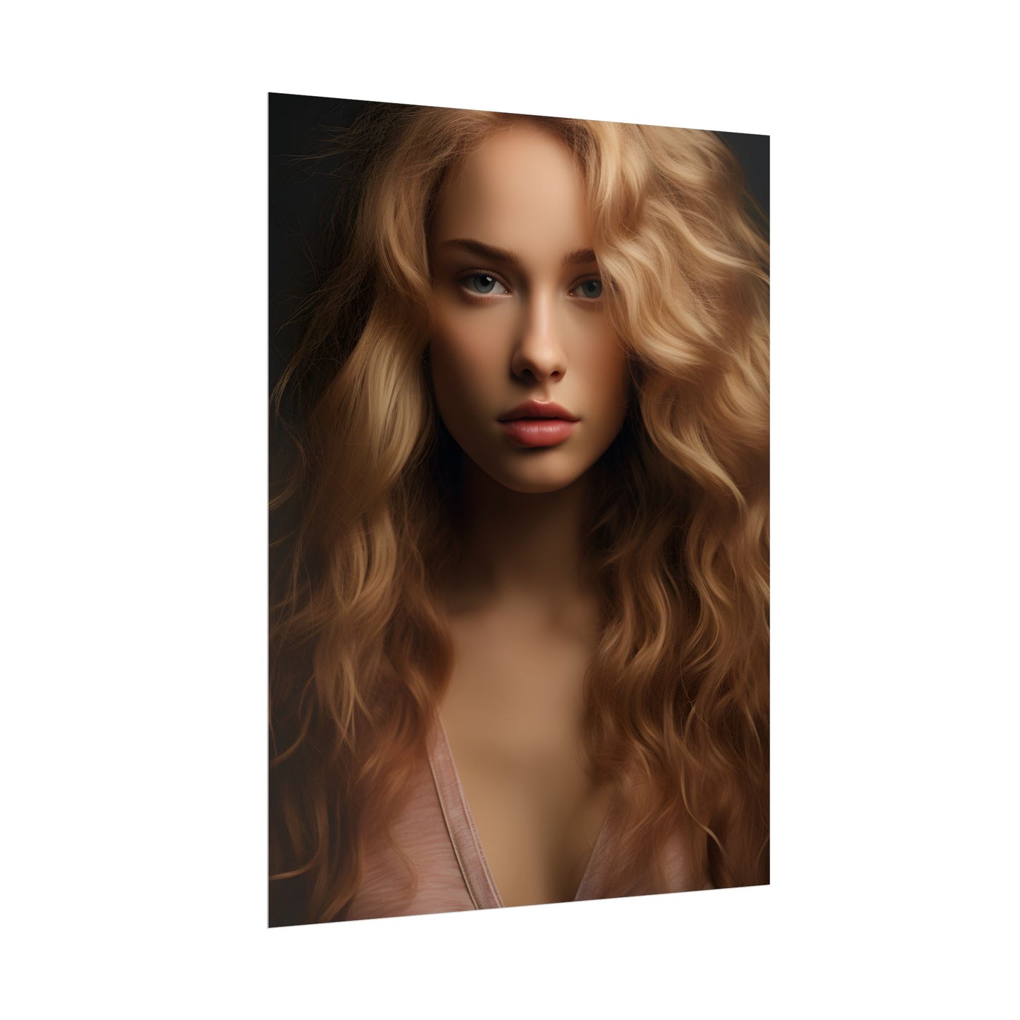 Modern Blonde Woman: Minimalist Style Portrait - Poster