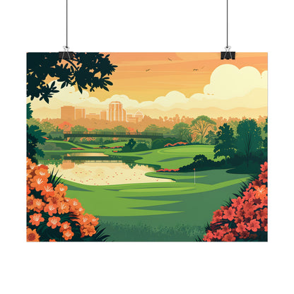 Retro Golf Illustration: Augusta National Georgia - Poster