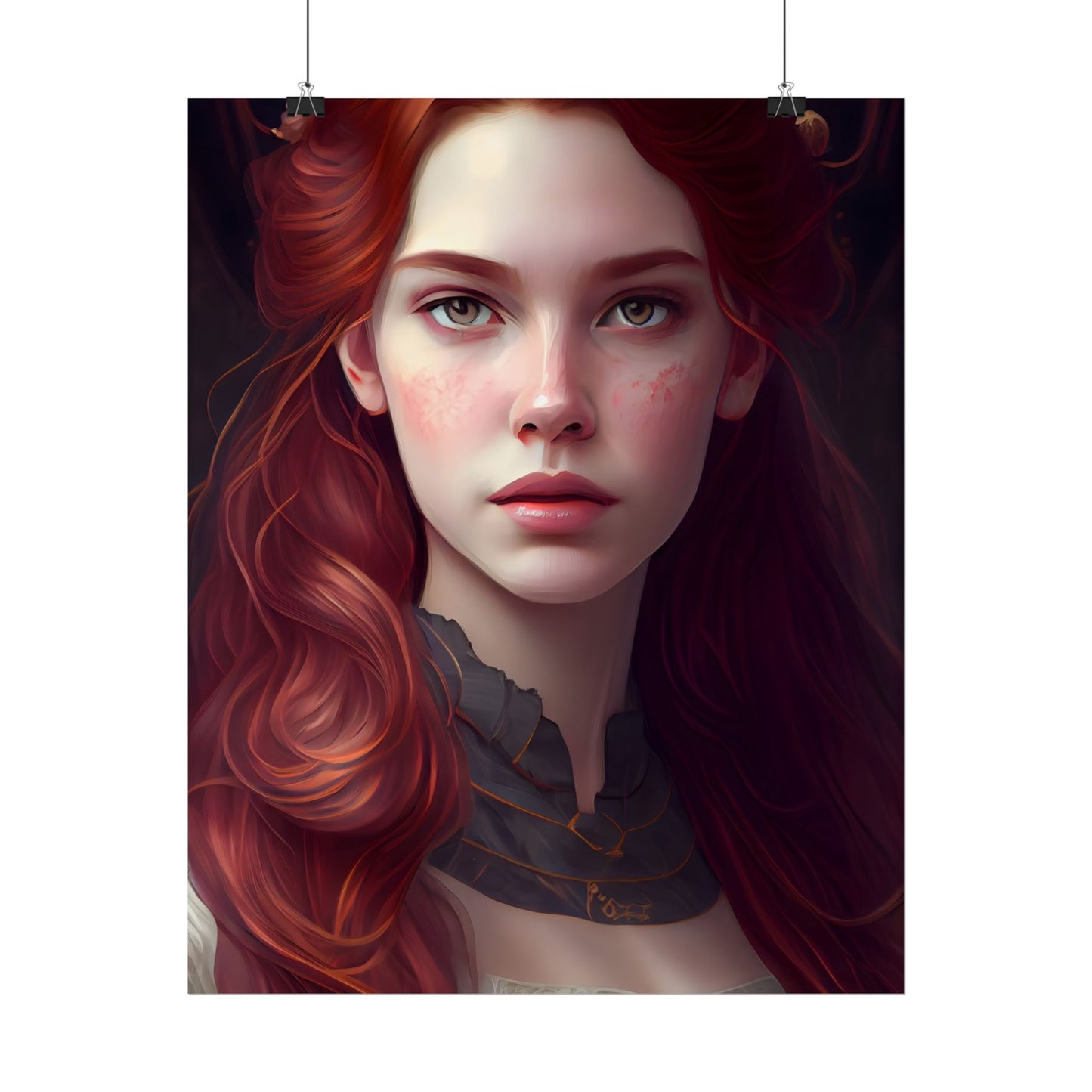 Beautiful Redhead Female Portrait: Classic Timeless Artwork - Poster