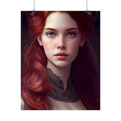 Beautiful Redhead Female Portrait: Classic Timeless Artwork - Poster