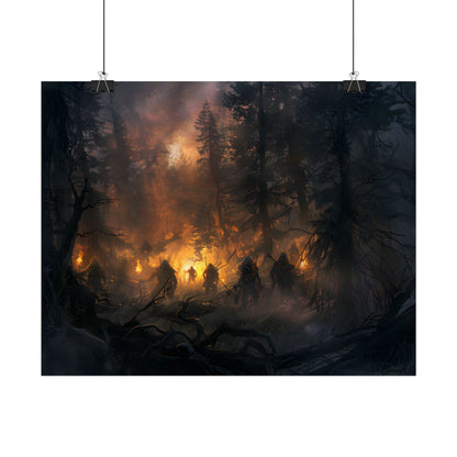 Tranquil Forest Sunset: People Connecting with Nature - Poster