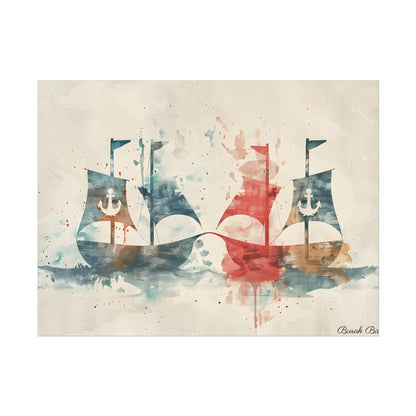 Vintage Nautical Flags: Antique Maritime Heraldry Illustration - Poster