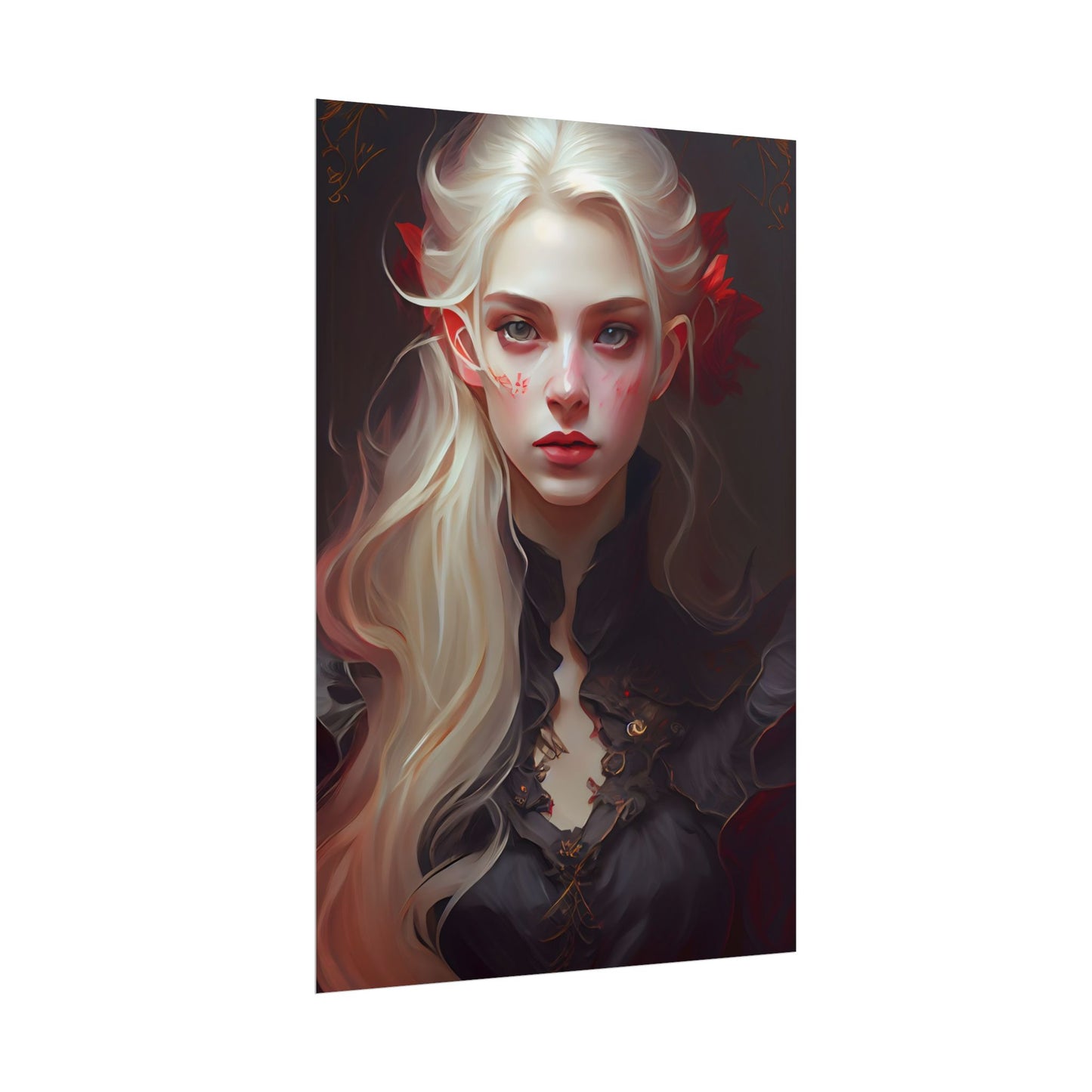 Beautiful Blonde Portrait: A Stunning Female in Black Top - Poster