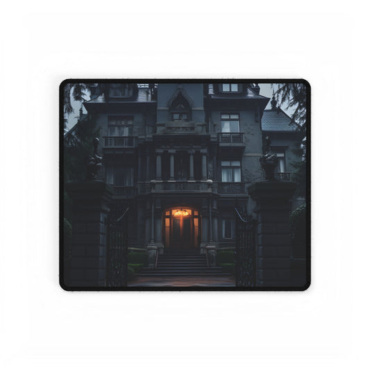 Haunted Victorian Mansion: Spooky Atmosphere Artwork - Desk Mat