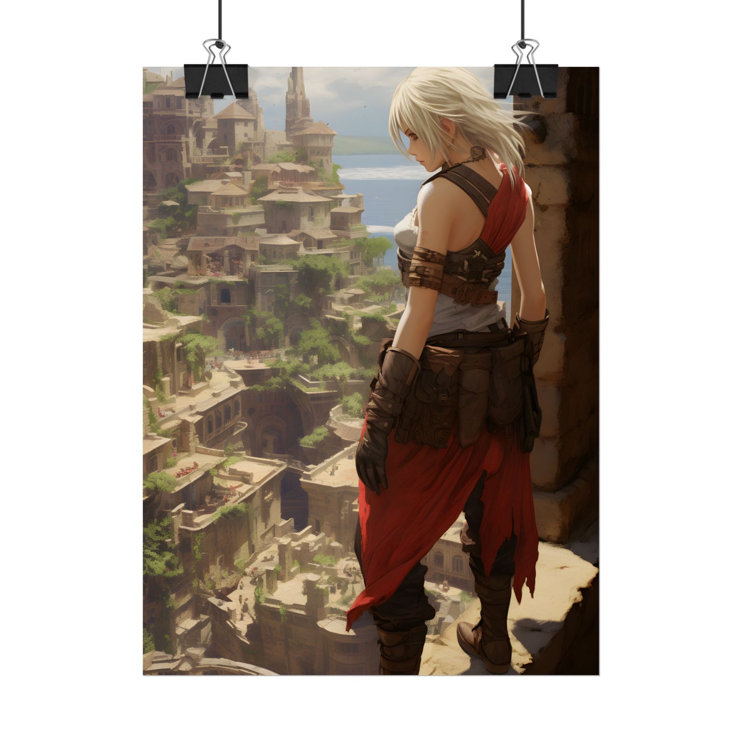 Dramatic Anime Female: Birds Eye View Illustration - Poster