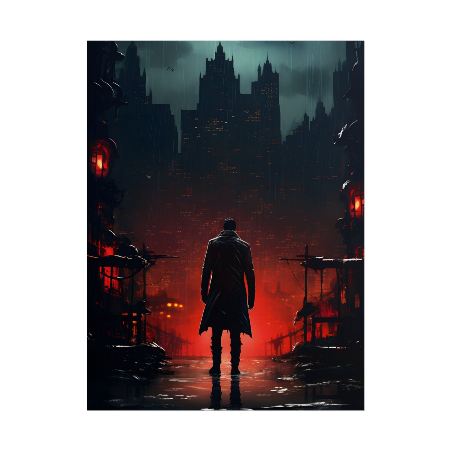 Urban Fantasy Detective: Cityscape at Dusk - Noir Artwork - Poster