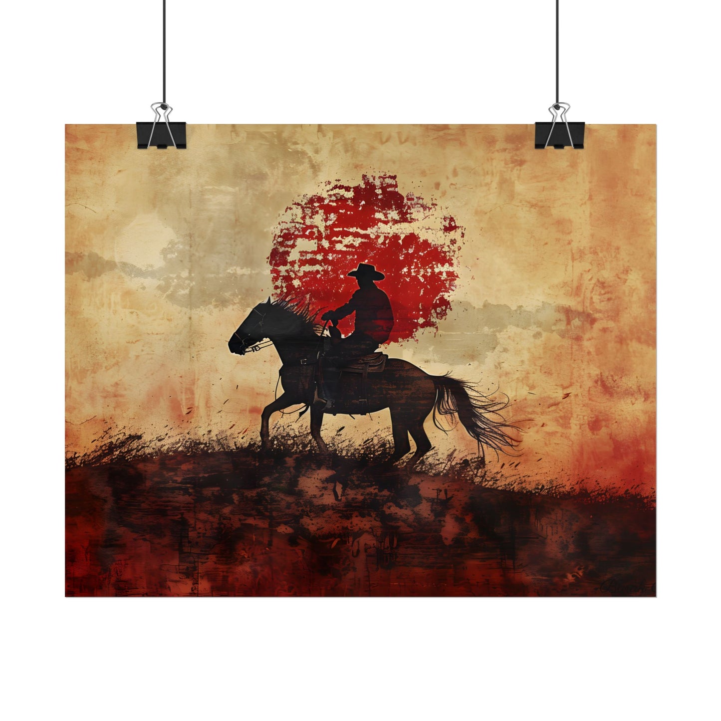 Dynamic Rodeo Scene: Earthy Tones of a Thrilling Ride - Poster
