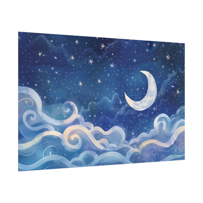 Whimsical Night Sky Dreams: Magical Illustration - Poster