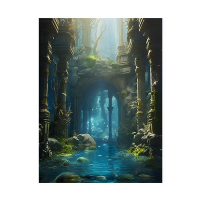 Mysterious Sunken Ancient Civilization: Underwater Artwork - Poster