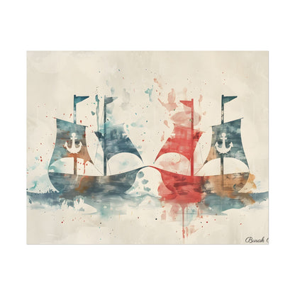 Vintage Nautical Flags: Antique Maritime Heraldry Illustration - Poster