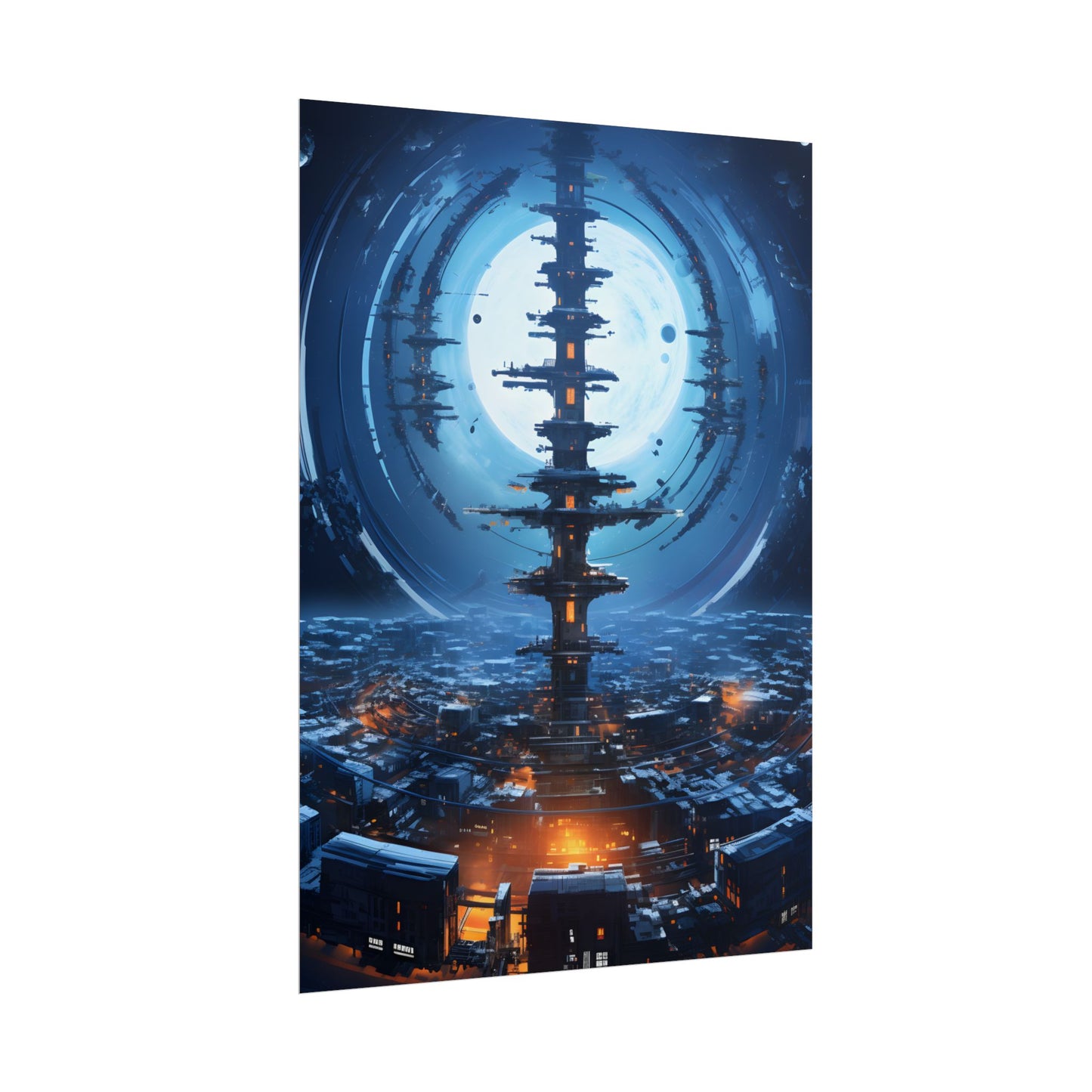 Aetherial Space Station: Low Earth Orbit Digital Art - Poster