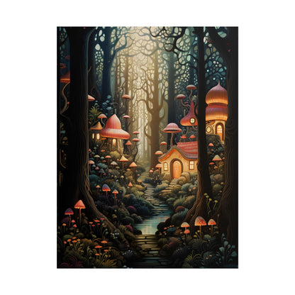 Whimsical Enchanted Forest: Illustrative Artwork - Poster